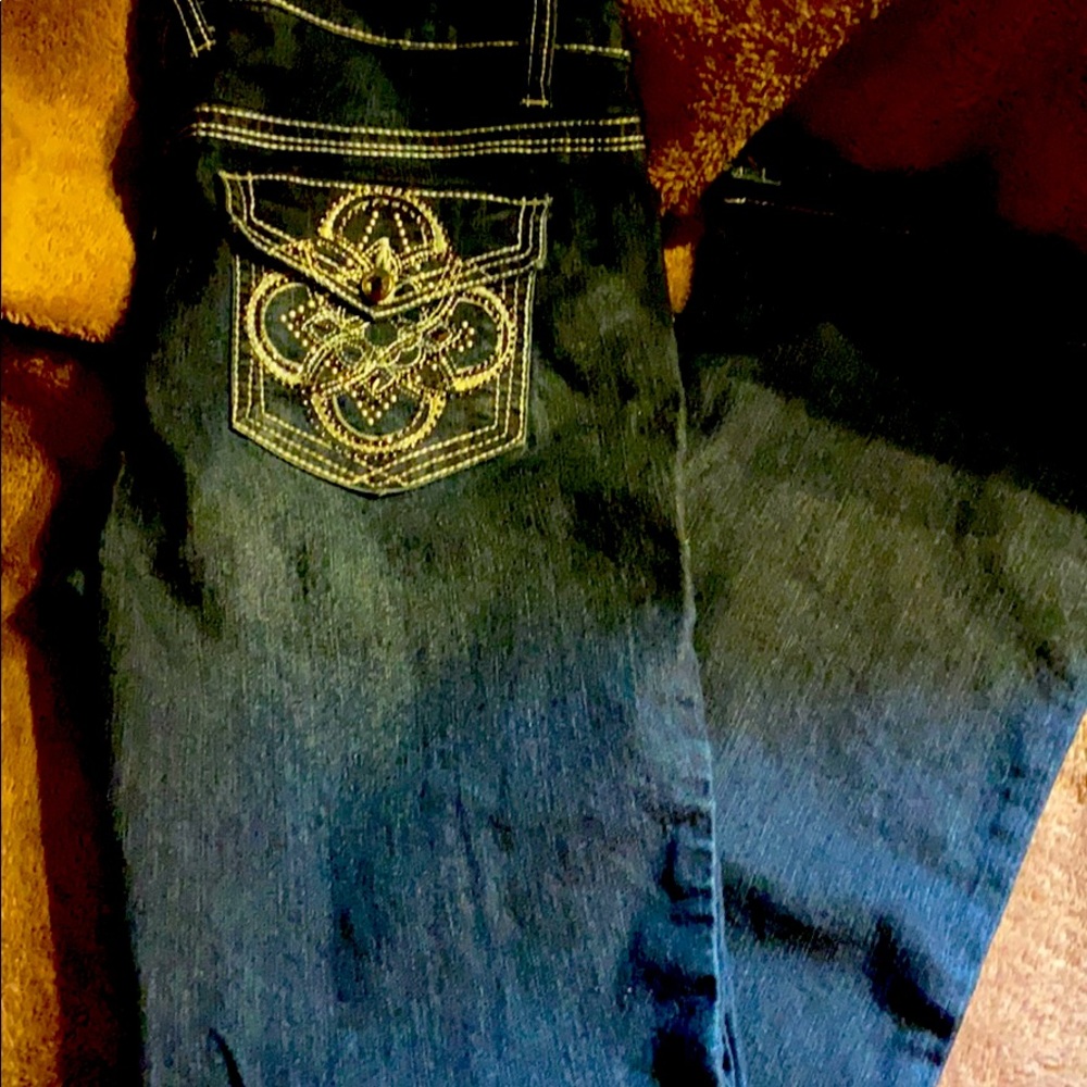 Lei jeans embellished pockets crystal button